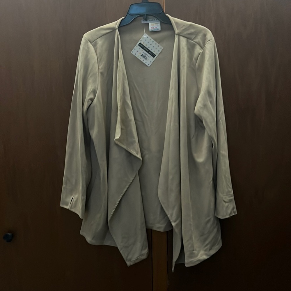 Suede tan NWT Gretchen Scott open sweater